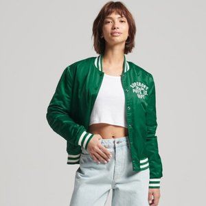 Superdry Varsity Bomber Jacket Fern Green Size 8